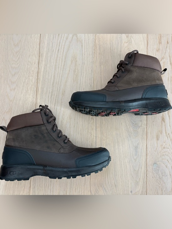 UGG Other - UGG Mens Black Brown Leather Waterproof Lace Up Duck Winter Hiking Boots US 12